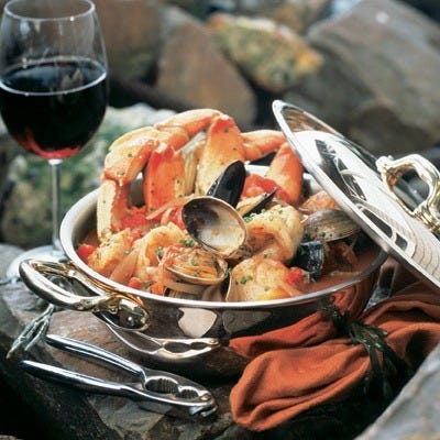 Salty's cioppino, seafood stew, is chock full of fresh Northwest seafood.