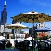 Pegasus's outdoor terrace with a skyline view