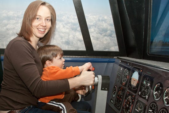Flying the plane with mom