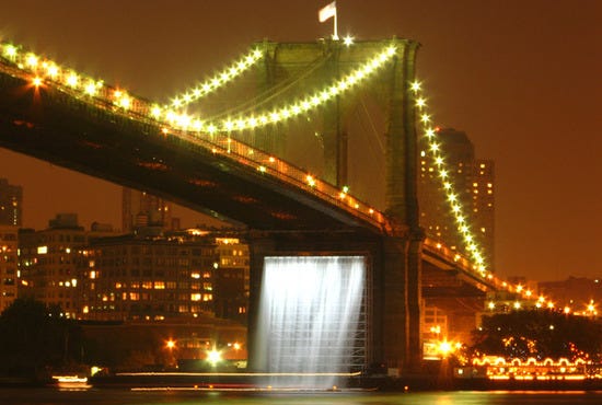 Olafur Eliasson's Waterfalls under the Brooklyn Bridge