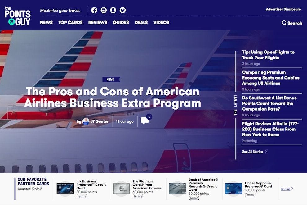 Best MilesandPoints Blog Winners (2017) USA TODAY 10Best