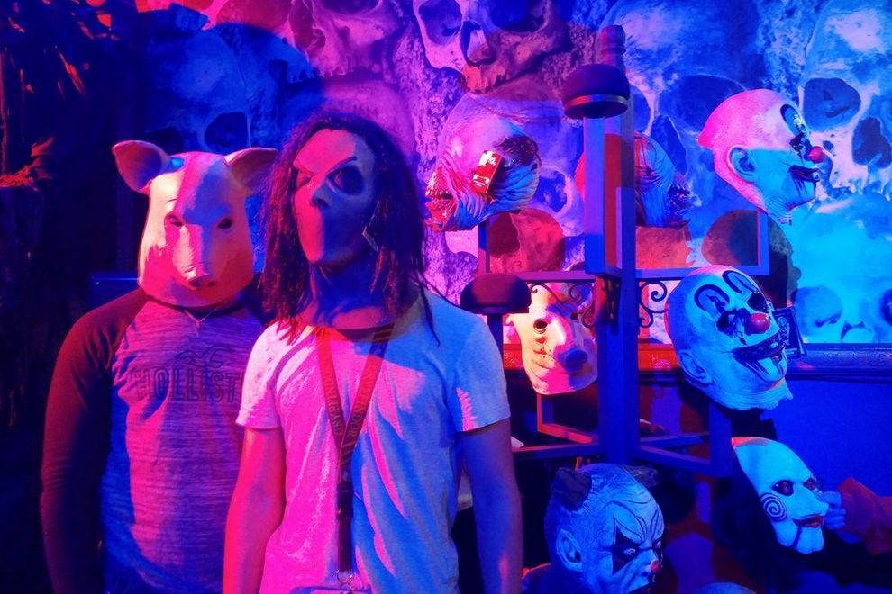 Clowns abound, along with other iconic characters from popular horror franchises