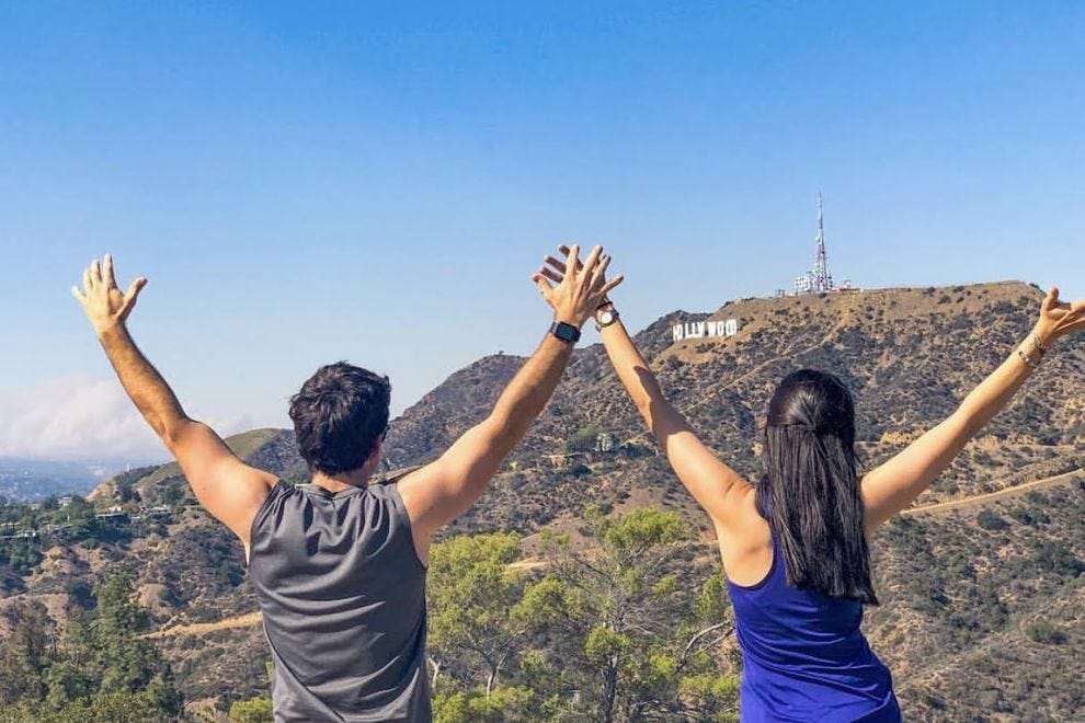 Le 45 pieds de haut, 350 pieds de long "Hollywood" Sign se dresse sur le mont Lee dans les collines d'Hollywood