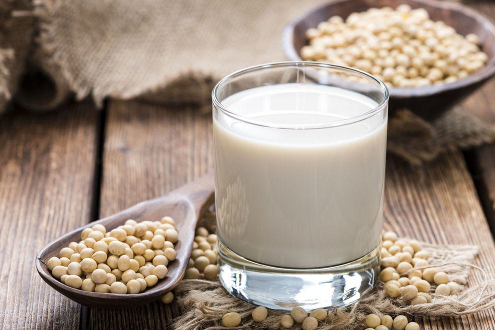 Soy milk and the soy beans it's made from