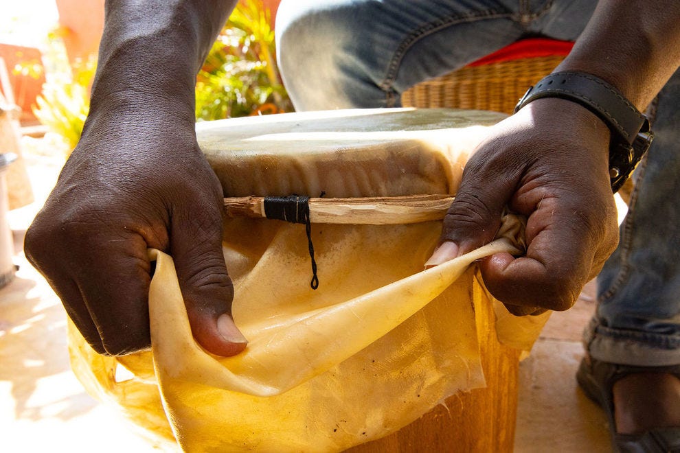 Stretching a drum