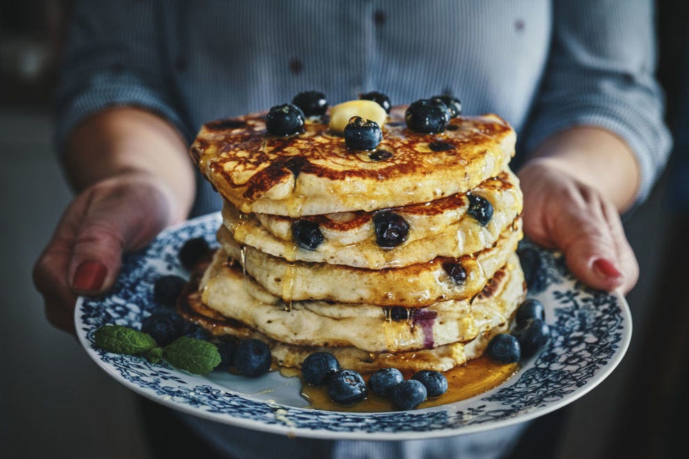 Stack of blueberry pancakes