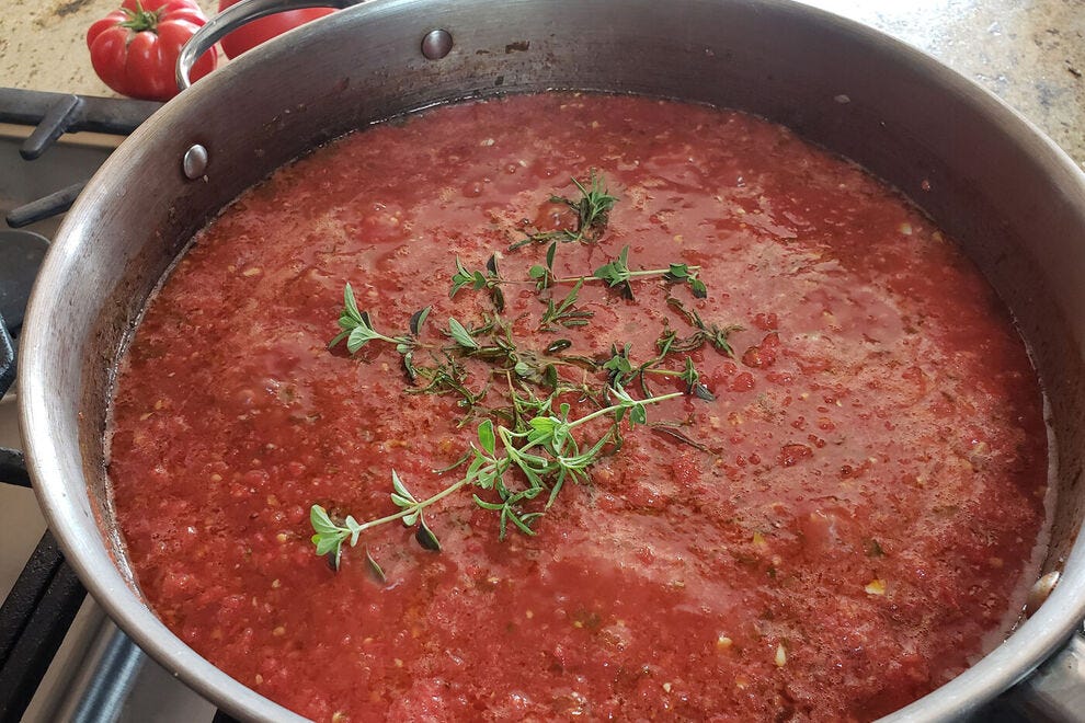 Cooking down the sauce