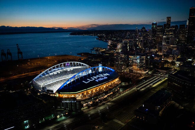 Seahawks game upper level views at Lumen Field 