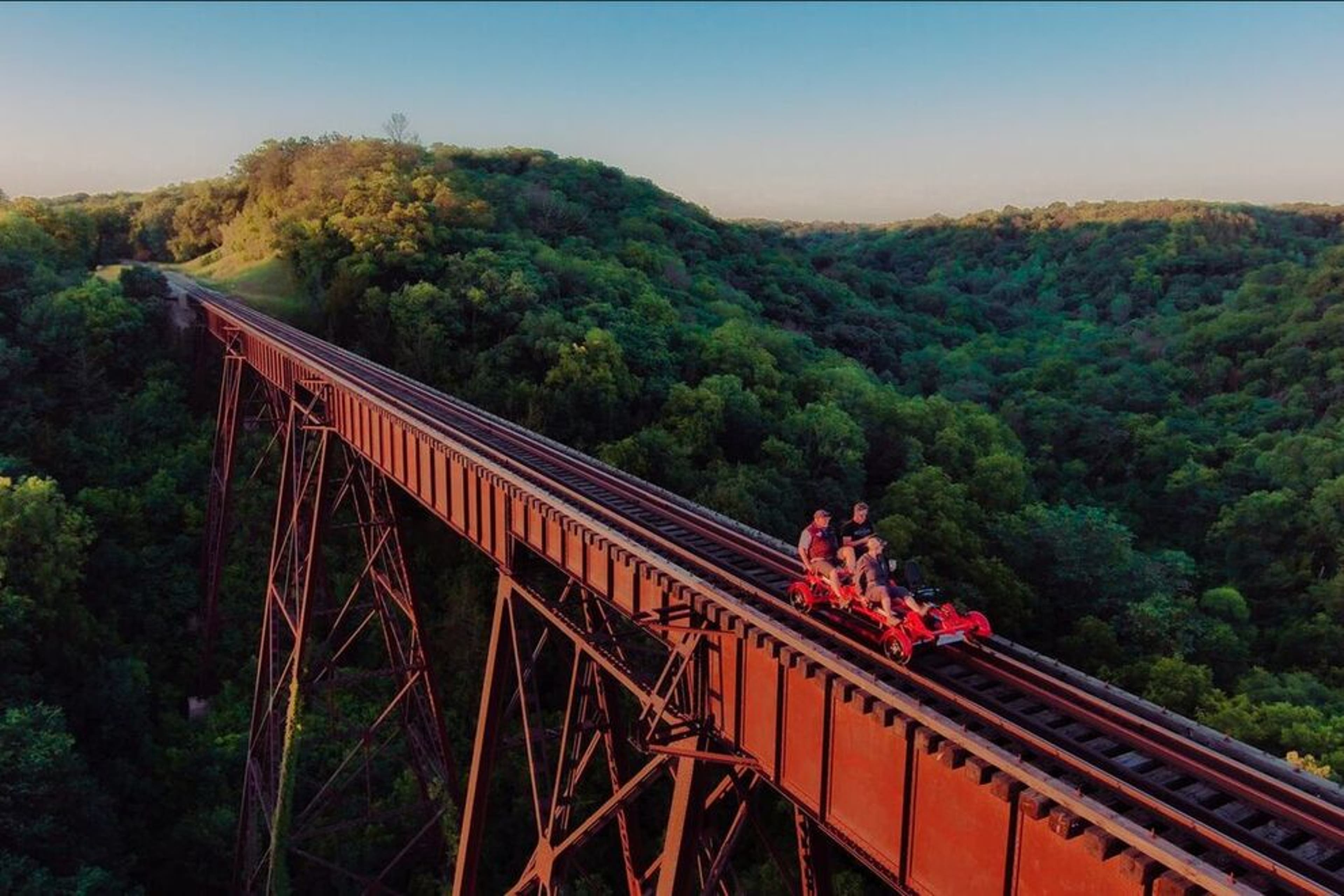 Trains offer an exhilarating ride over the Bass Point Creek High Trestle