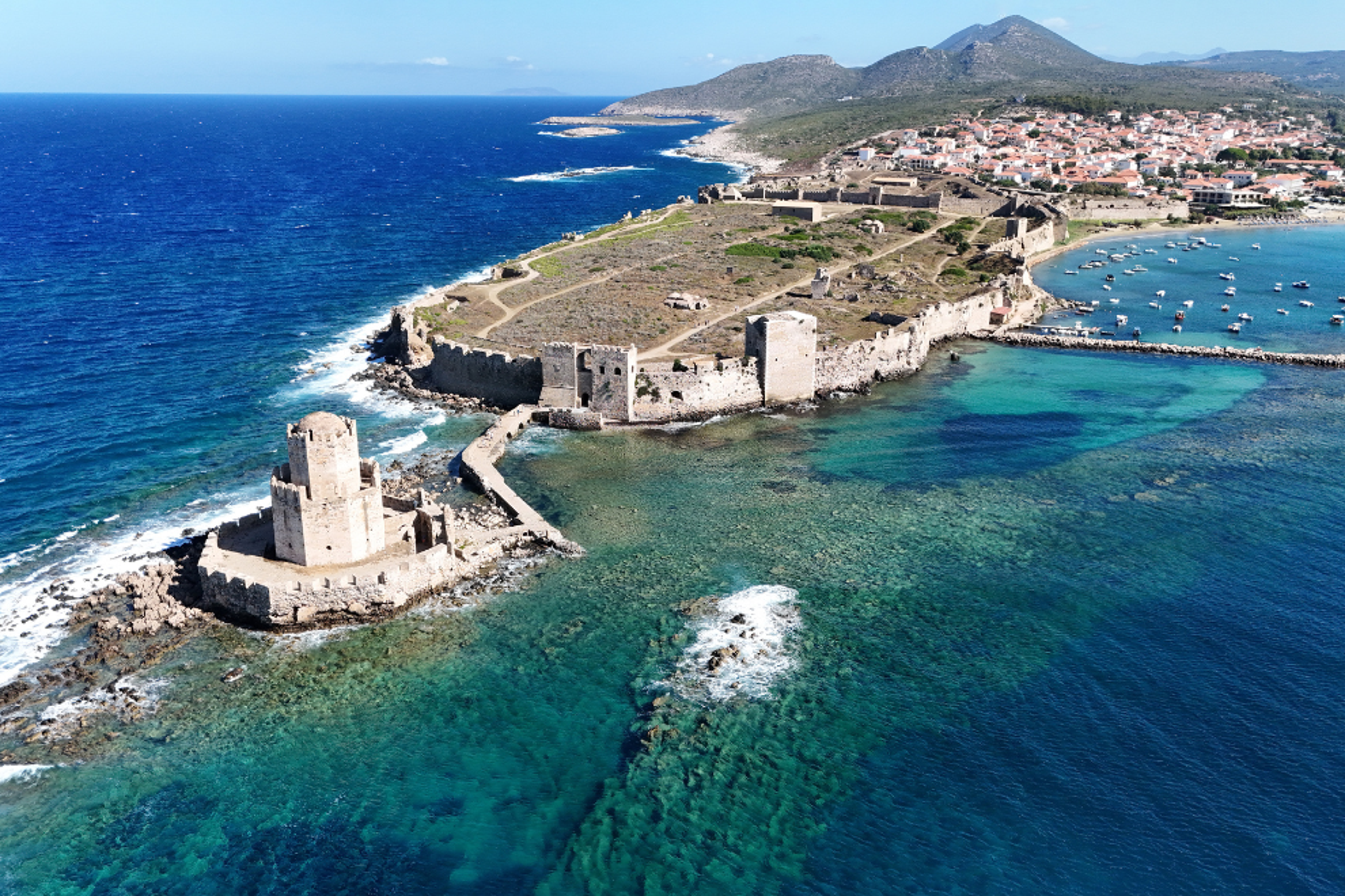 The Castle of Methoni is a medieval fortification in the port town of Methoni, Messenia, in southwestern Greece. 