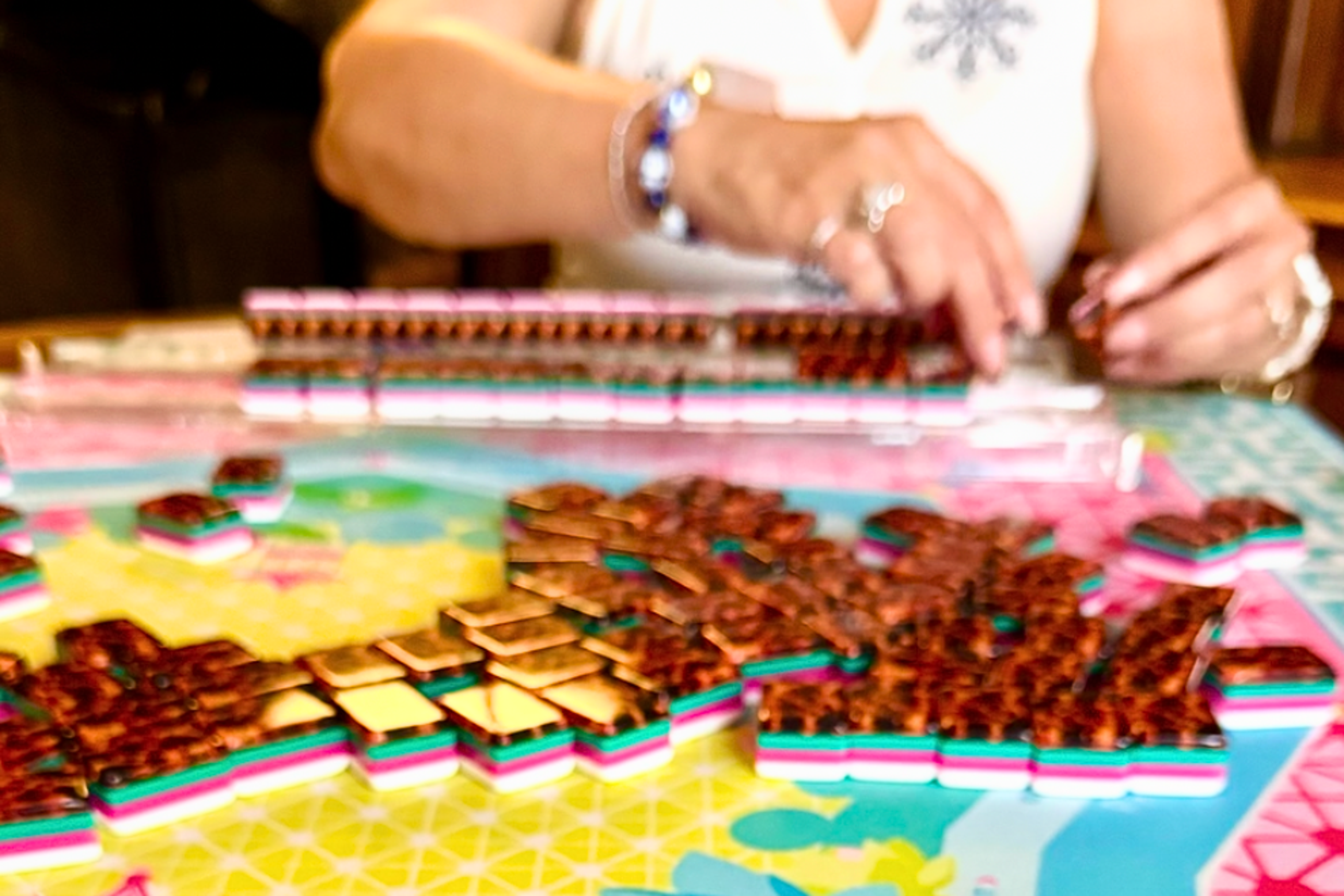 A glimpse of a mahjong game at The Willcox in Aiken, South Carolina.