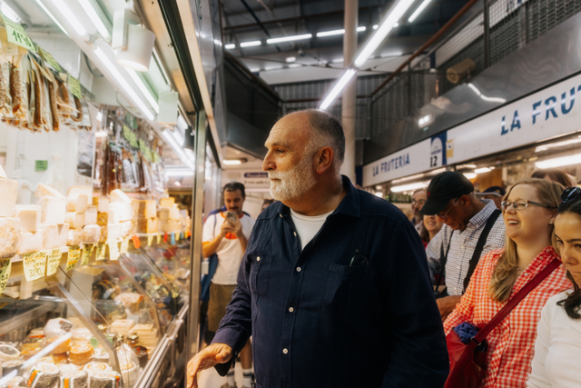 Chef José Andrés photographed in an Asturias market.